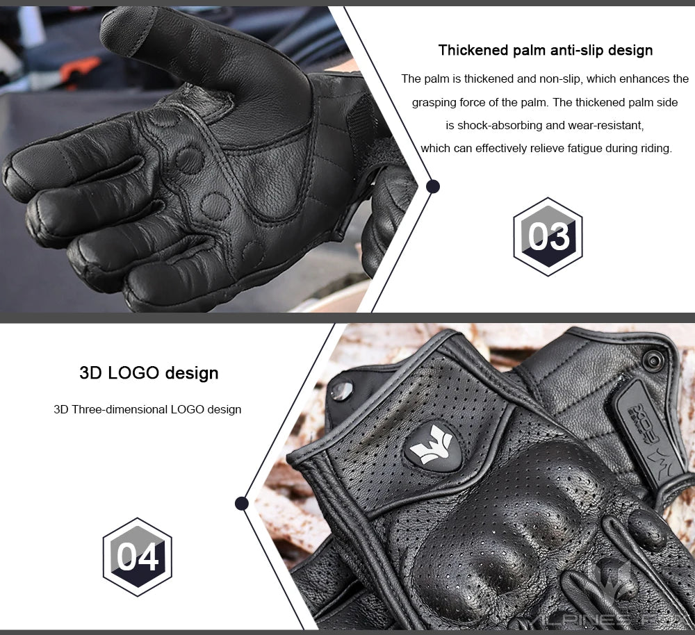 Summer Motorcycle Leather Gloves Motorcyclist Gloves Men Women