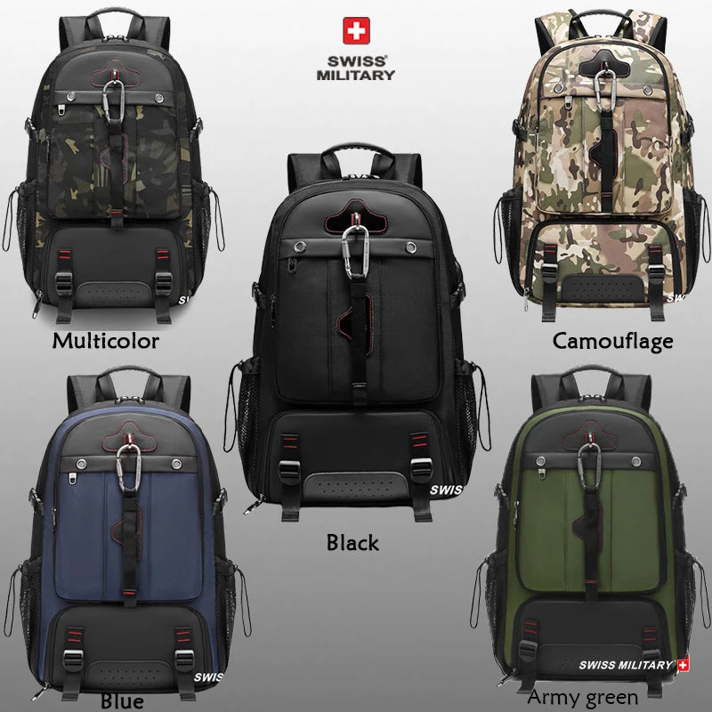 SWISS Backpack Military Travel Large-Capacity Expandable Waterproof USB Bag