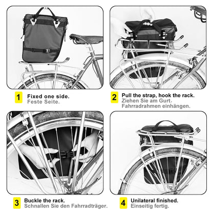 Bike Pannier Bag 3-In-1 65L Multi-Purpose Waterproof Rear Packbag