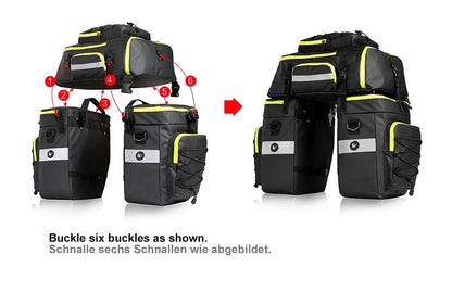 Bike Pannier Bag 3-In-1 65L Multi-Purpose Waterproof Rear Packbag