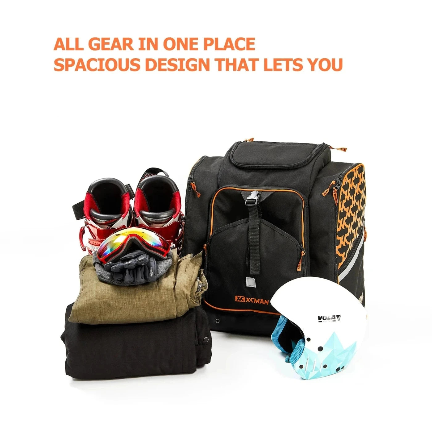 Ski Boot and Snowboard Boot Backpack Bag, Waterproof Exterior & Bottom