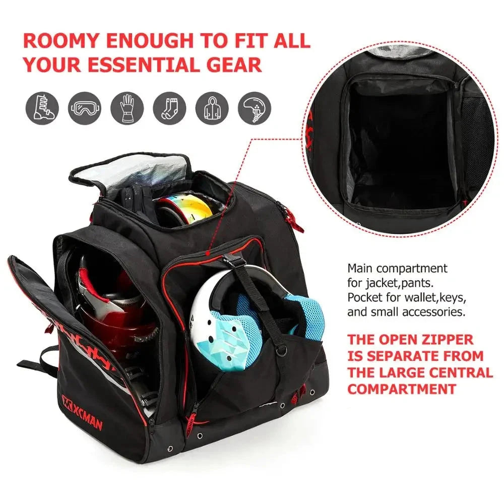 Ski Boot and Snowboard Boot Backpack Bag, Waterproof Exterior & Bottom