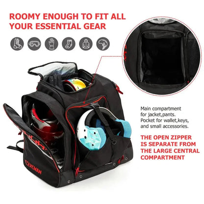 Ski Boot and Snowboard Boot Backpack Bag, Waterproof Exterior & Bottom