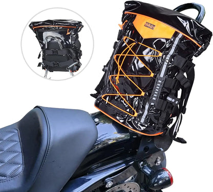 Expandable Motorcycle Tail Bag Sissy Bar Bag Motorcycle Gear Backpack with Sissy Bar Straps
