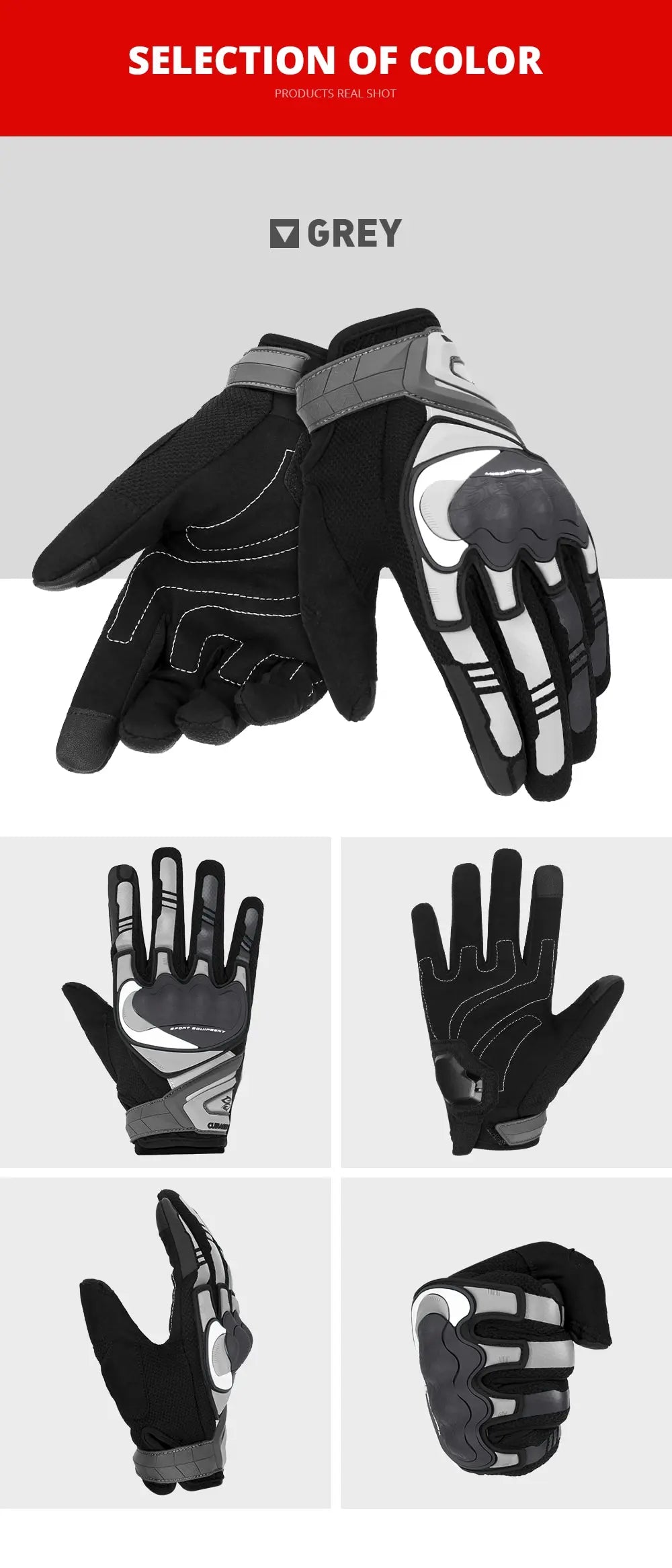 Motorcycle Gloves Unisex Breathable Touch Screen Protection Night Reflective Full Finger