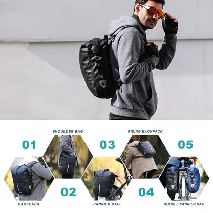 Bike Pannier Bag 20l Waterproof Cycling Shoulder Bag Backpack