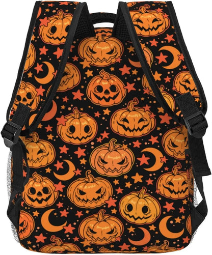 🎃🎃 Halloween Pumpkin Moon Stars Lightweight Backpack