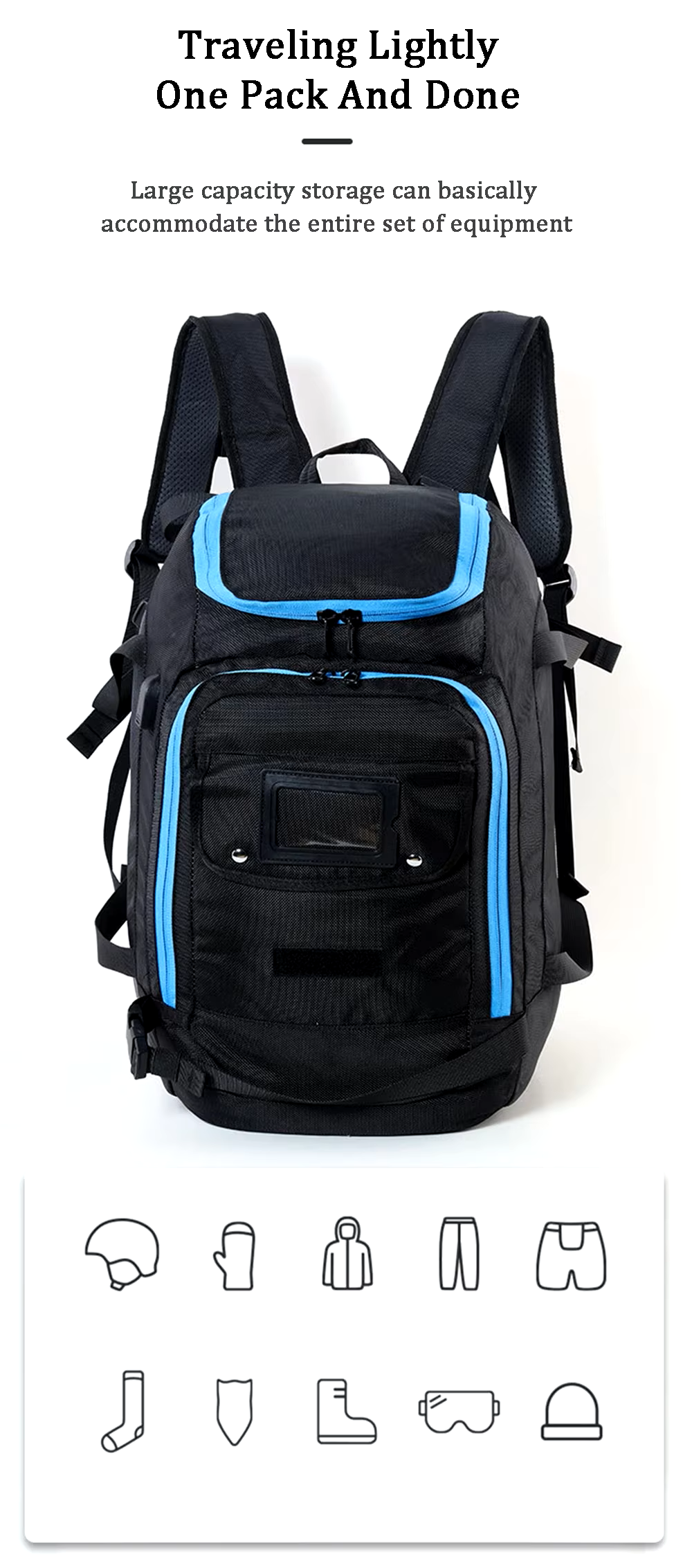 50L Capacity Skiing Boot Backpack Dry Wet Separation Storage