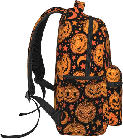 🎃🎃 Halloween Pumpkin Moon Stars Lightweight Backpack