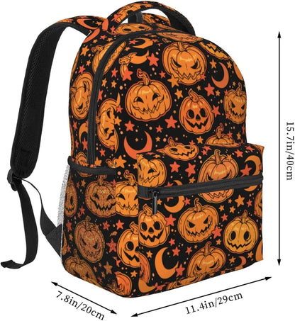 🎃🎃 Halloween Pumpkin Moon Stars Lightweight Backpack