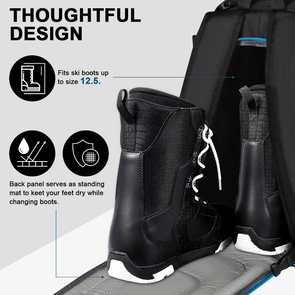 50L Capacity Skiing Boot Backpack Dry Wet Separation Storage