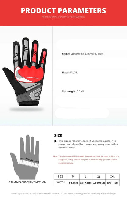 Motorcycle Gloves Unisex Breathable Touch Screen Protection Night Reflective Full Finger