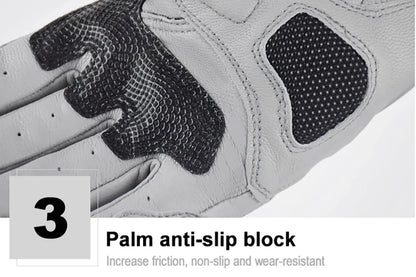 Motorcycle Leather Gloves Summer Breathable Touch Screen Full Finger Protective