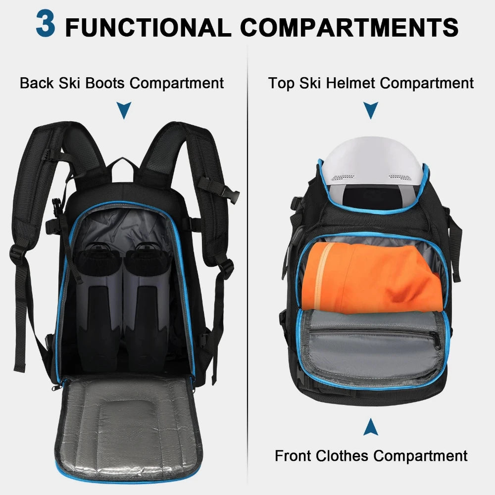 50L Capacity Skiing Boot Backpack Dry Wet Separation Storage