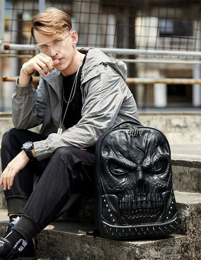 🎃👻 HALLOWEEN Backpack 3D Laptop Bag Large Capacity Thick Leather Rivet